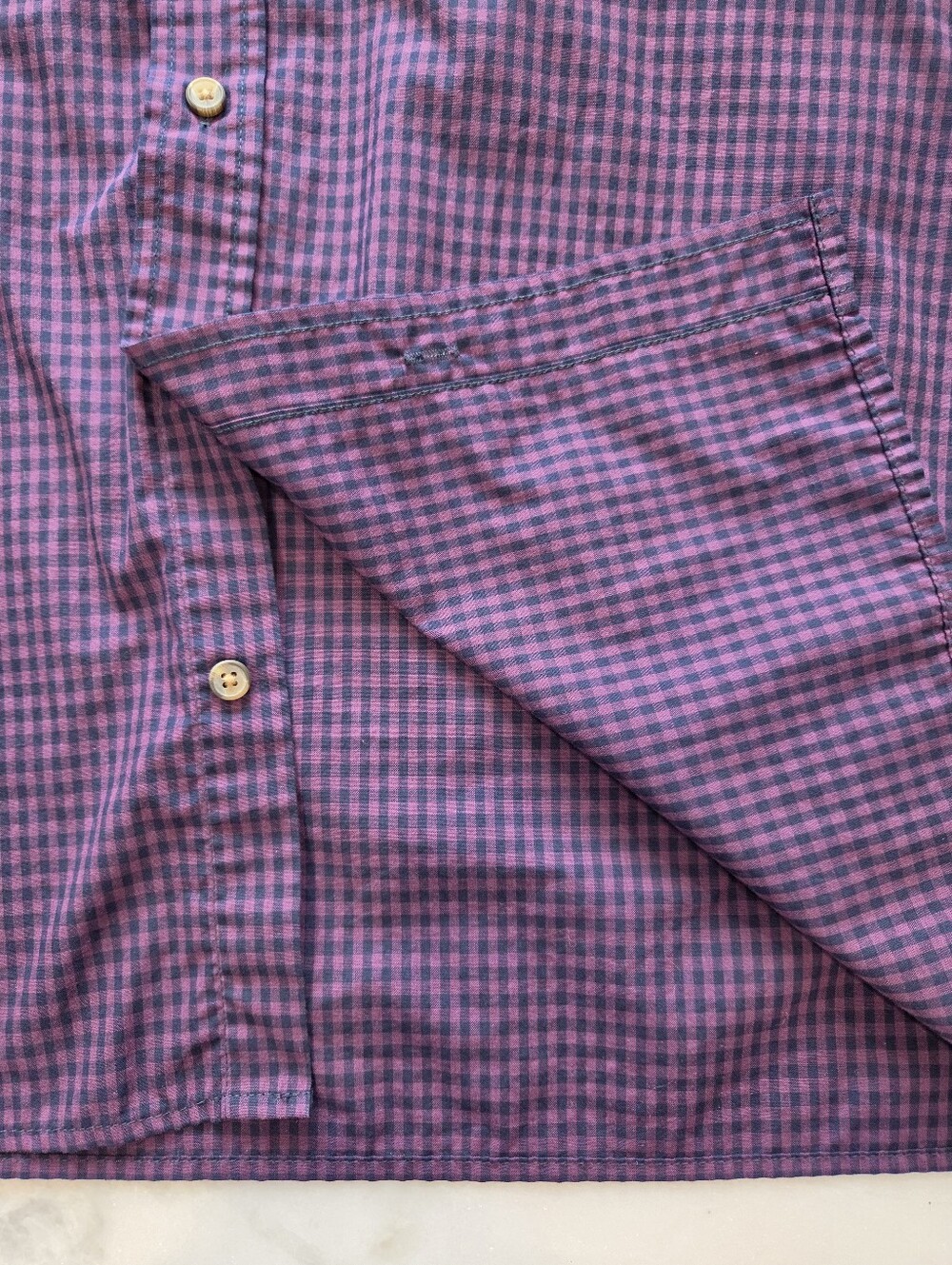 Harbor Bay Men’s Purple Plaid Button-Down Shirt - Picture 6 of 9